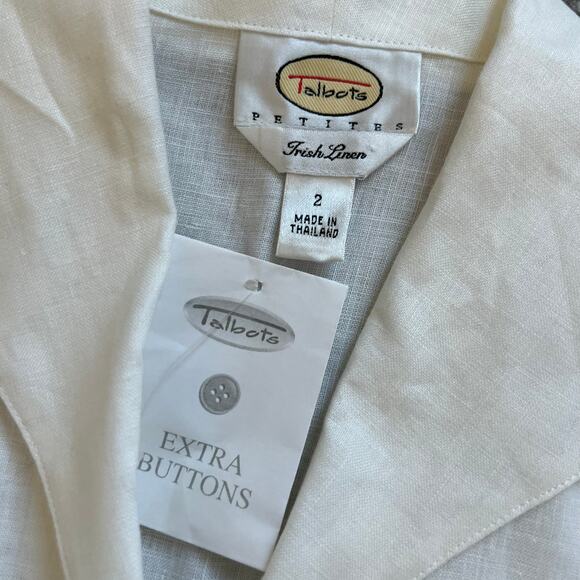 NEW Talbots 100% Irish Linen button front collared shirt 3/4 sleeve - Picture 3 of 7